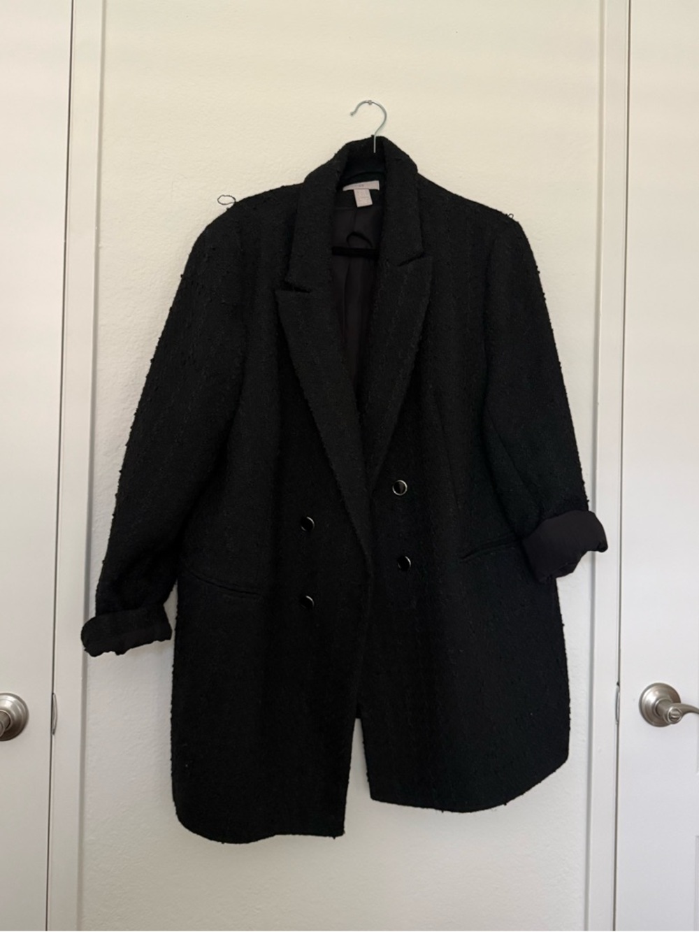 H&M Black Double-Breasted Blazer Jacket